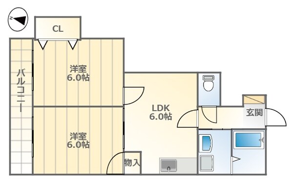 大国町駅 徒歩3分 7階の物件間取画像